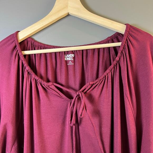 Lands’ End Maroon Long Sleeve peasant Tunic Top Size 3x (24W-26W) - Picture 3 of 9